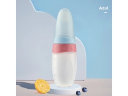 (azul) Biberón De Silicona Líquida De 100 Ml Con Cuchara Dosificadora Y Sonda