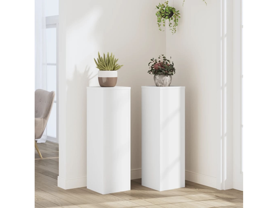 Soportes para plantas (2 unidades, 25 x 25 x 80 cm, madera derivada, blanco, Lovely Home)