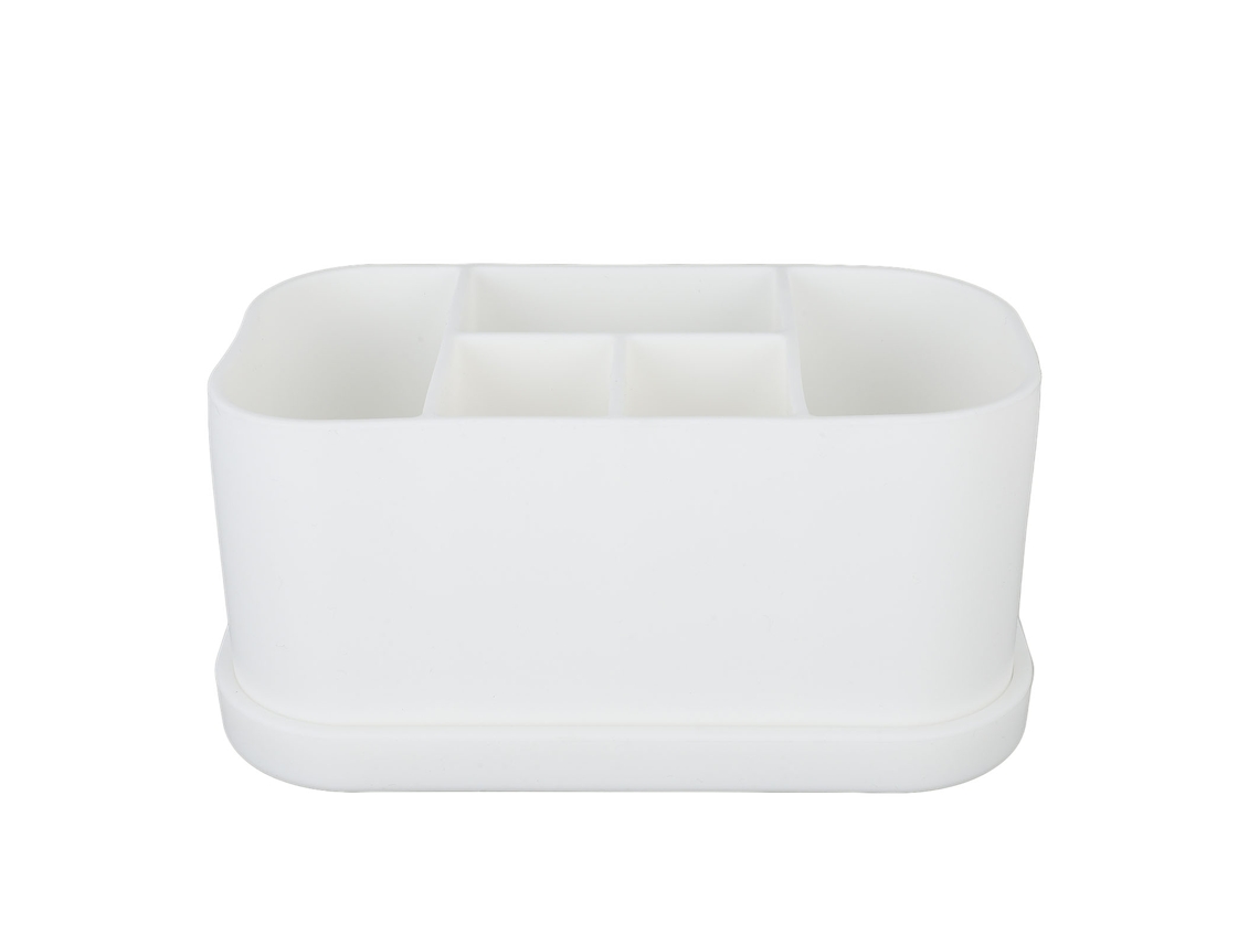 Portacepillos y pasta de dientes de silicona con 5 compartimentos, color blanco