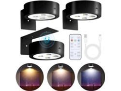 3 Luces Cuadrado Inalámbricas Ajustables Con Control Remoto Recargables Con Espejo