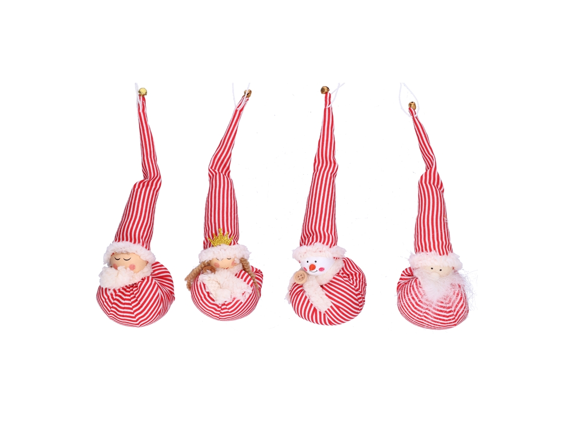 Adornos Navideños De Rayas Rojas Y Blancas Suaves Para Árbol De Navidad, Decorativos, 4 Piezas