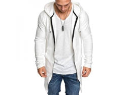 Chaqueta con capucha y cremallera para hombre Rebe, manga larga, corte ajustado, abrigo de invierno, talla 3XL, color blanco.