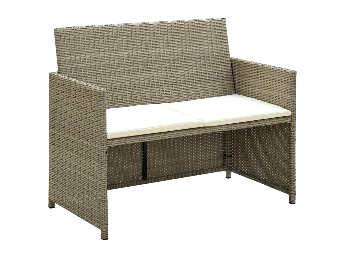 Sofá de jardín de 2 plazas con cojines de mimbre beige, Dkd Home Decor