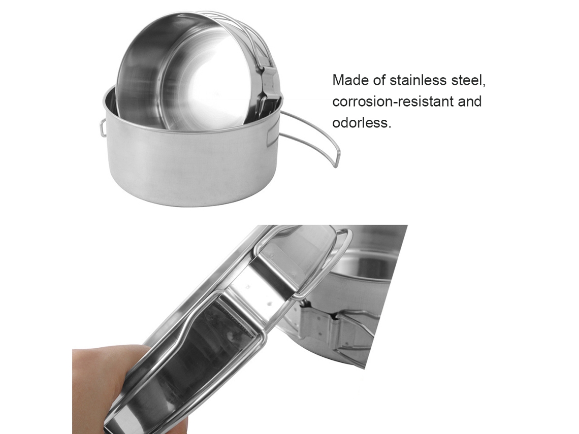 Juego De Utensilios De Cocina Para Acampar De Acero Inoxidable De 8 Piezas, Antiadherentes, Con Estuche De Transporte.