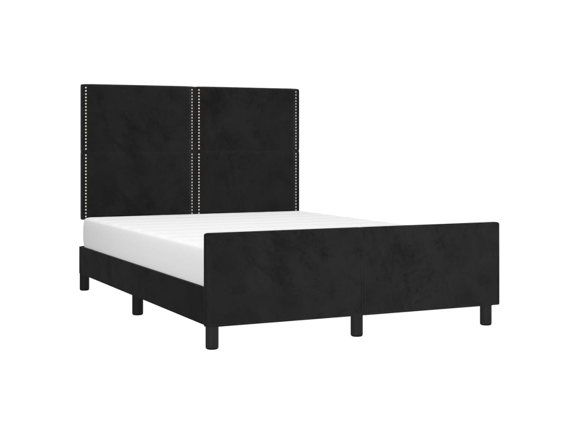 Estructura De Cama Sin Colchón Terciopelo Negro 140x200 Cm