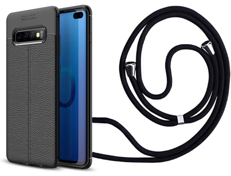 Funda Samsung S10 Plus Rugged Leather con Collar Negro