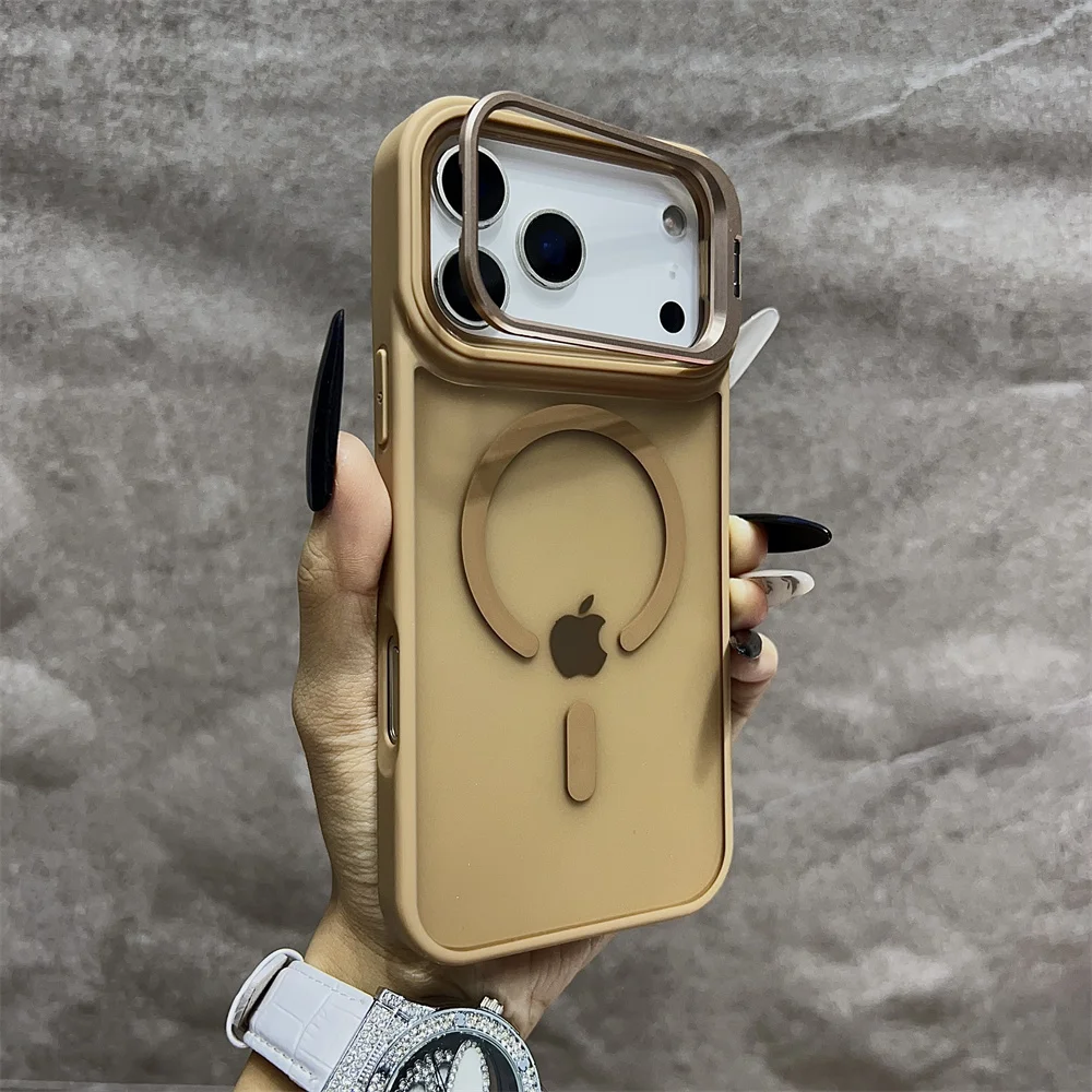 (iphone 16 Pro Max, Dorado) Funda Magnética Semitransparente Mate Para Iphone, Compatible Con Magsafe.