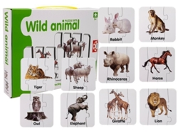 Rompecabezas educativo de animales salvajes (10 conexiones) en inglés (B.active)