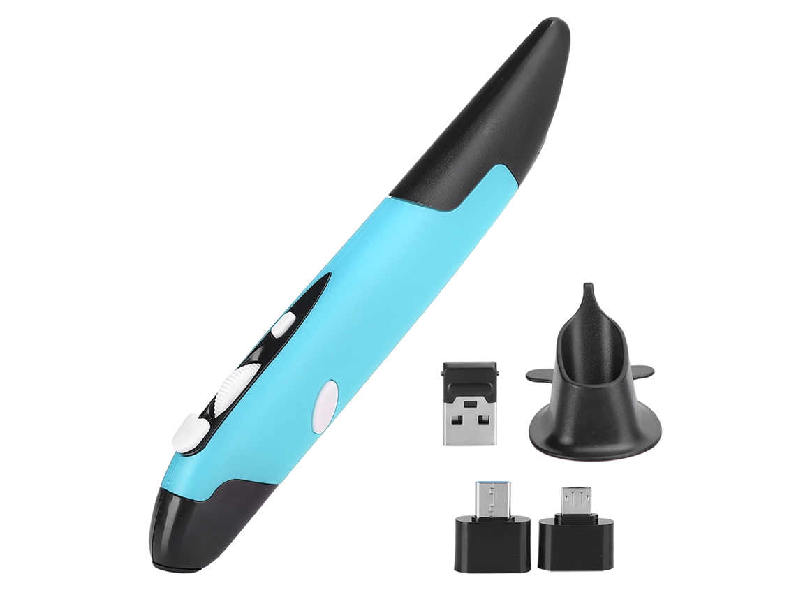 Mouse Em Forma De Caneta Sem Fio 2.4g Usb Ergonomic Vertical Dpi Ajustável Pr-03 Para Pc Tv Azul