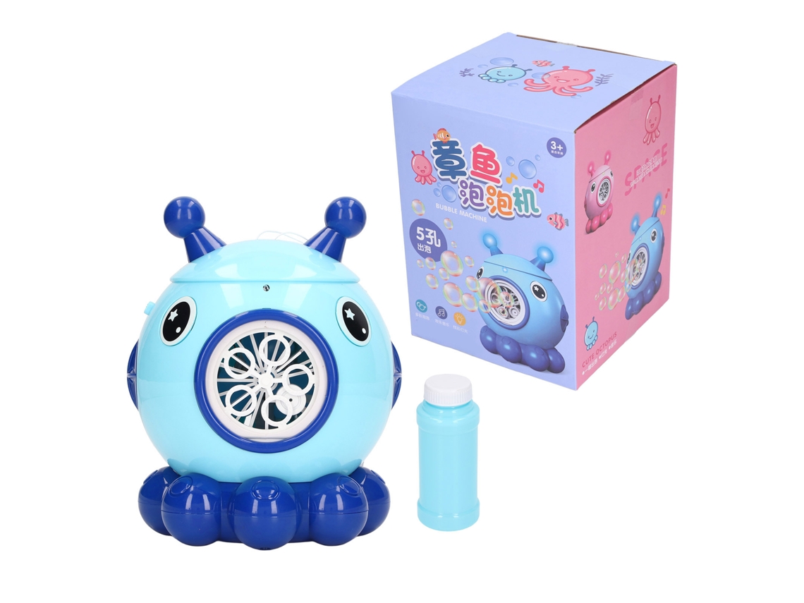 Máquina Automática De Burbujas Con 5 Agujeros, Luz Y Música, Juguete Infantil Azul Claro