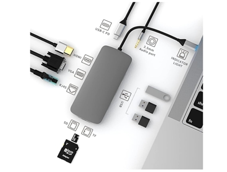 Hub Usb C Usb C A Hdmi Y Lector De Tarjetas Sd Adaptador De Audio Usb C A 3 De 5 Mm Y Adaptador Ethernet Puerto Vga A Usb C 3 X Puertos
