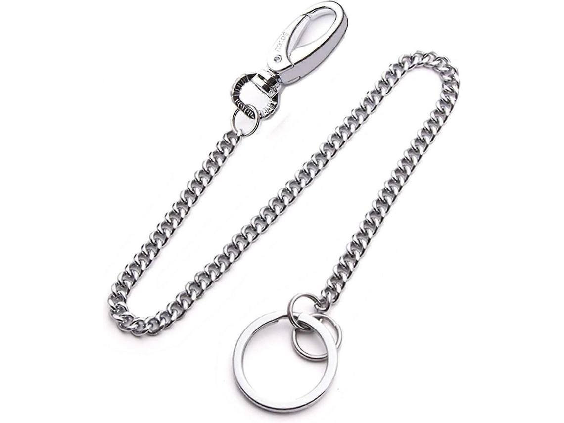 Cadena de plata de acero inoxidable de 25 cm para llaves, billetera y pantalones cortos.