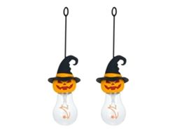 Yncm2026-bombilla Decorativa De Halloween Recargable Con Cable Colgante Calabaza Bruja Luna Estrella Luz Blanca Cálida 3 Niveles De Brillo 2 Paquetes