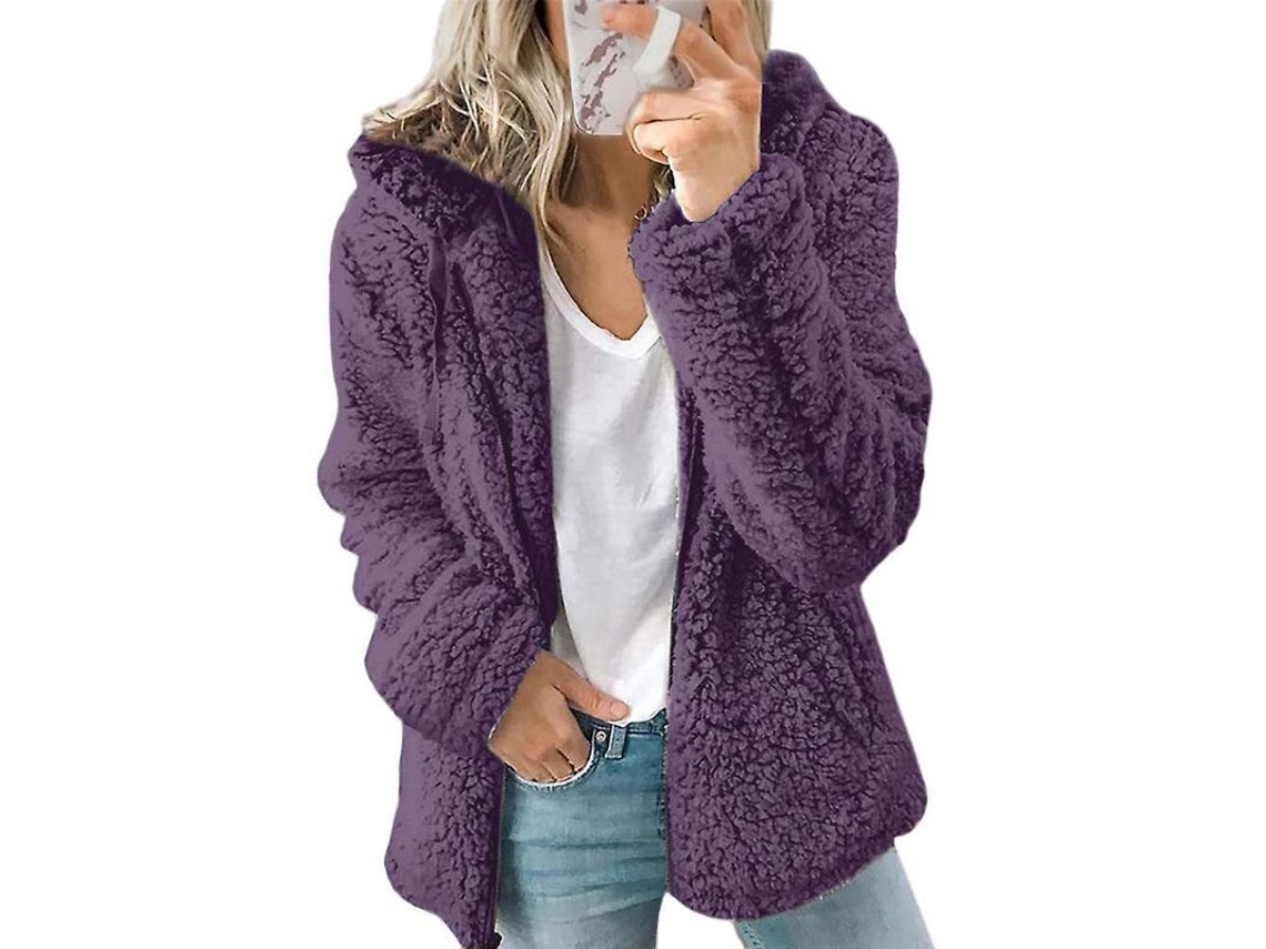 2026-abrigo De Peluche Oso Teddy Para Mujer Con Capucha Abrigo Suave Invierno Caliente Casual Xl Morado