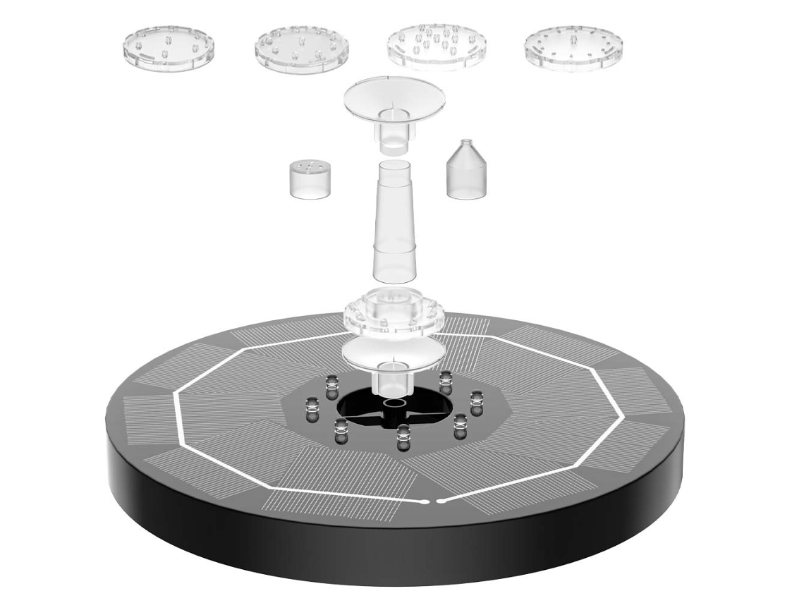 Fuente Solar Flotante De 21,5 Cm Con 4 Boquillas.