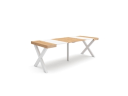 Mesa Consola extensible 220 Para 10 comensales Patas madera maciza Roble y blanco