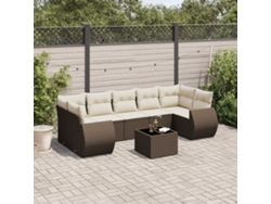 Conjunto de sofás de jardín con cojines de mimbre marrón, Dkd Home Decor