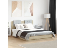 Estructura De Cama Cabecero Y Luces Led Roble Sonoma 135x190 Cm