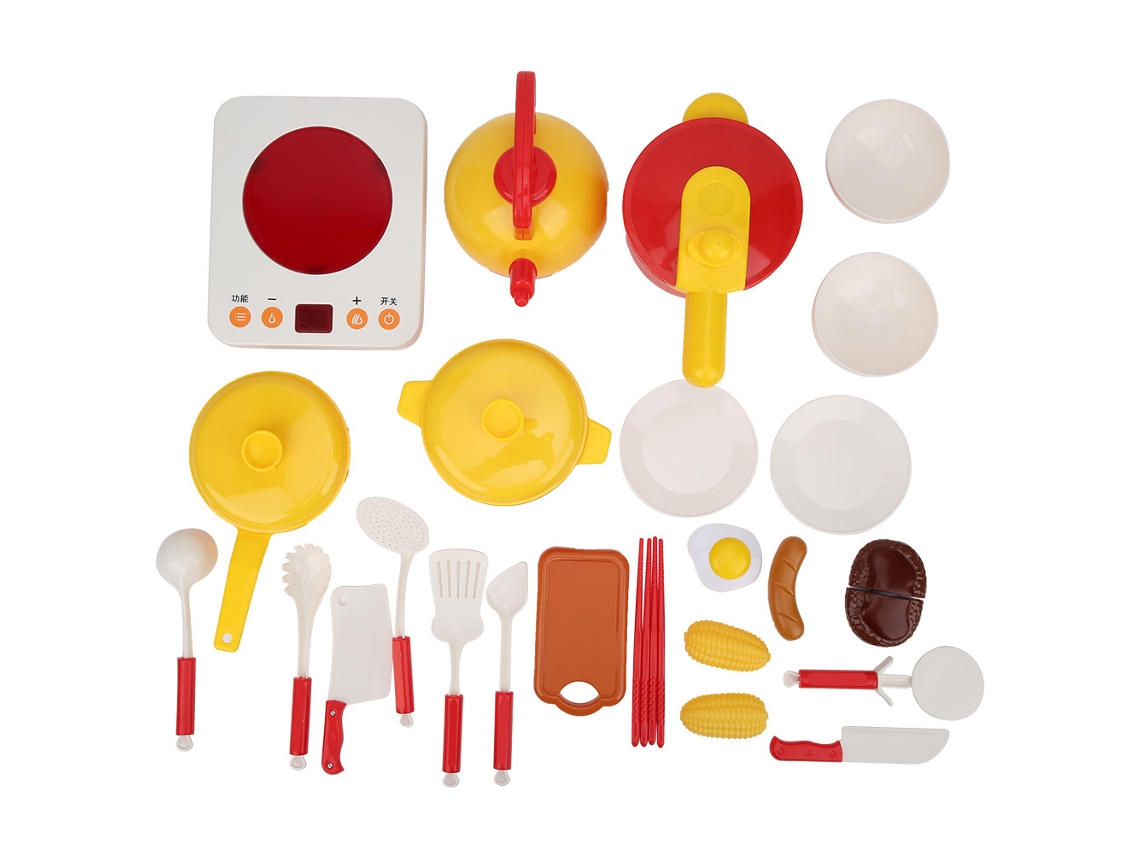 Conjunto De Brinquedos De Cozinha 25pcs Com Panelas, Utensílios E Comida Para Brincar De Fazer Comida