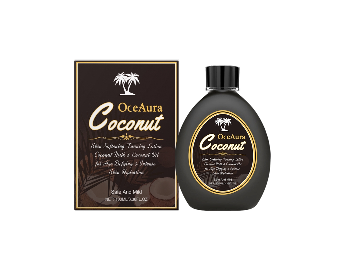 Loción bronceadora de coco, loción corporal hidratante para una piel radiante, 100 ml