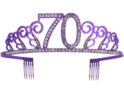 Corona Morada Numerada, Tamaño 70, Con Diamantes De Imitación, Delicado Accesorio Para El Cabello Para Pastel