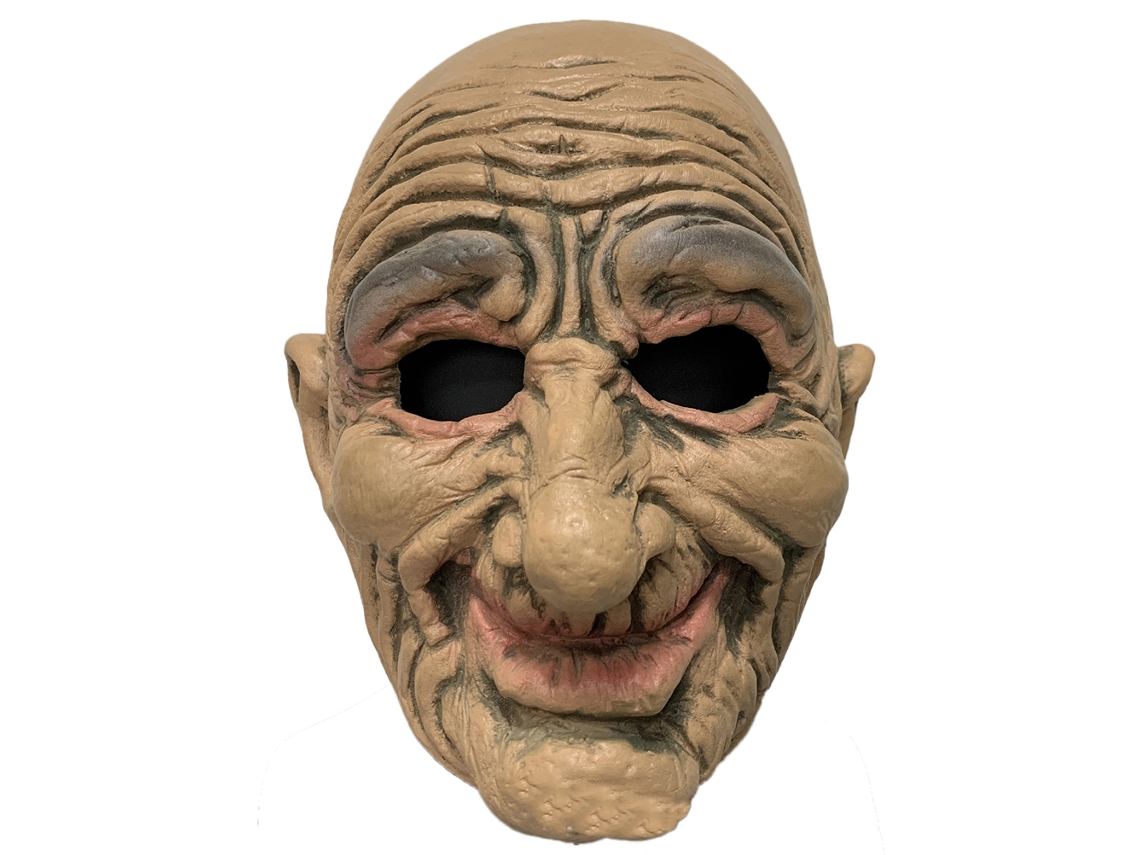 Máscara de látex realista de estilo antiguo (2026) para Halloween y Carnaval, con arrugas faciales.