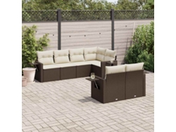 Conjunto de sofá de jardín de 7 piezas con cojines de mimbre marrón DKD Home Decor