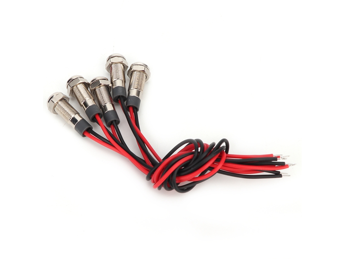 5 Bombillas Led Ip66 De 6 Mm, Impermeables, De Metal, Con Cable Y 1 Conector Normalmente Abierto (dc12~24v).