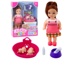 Mini juego de muñecas con dos cachorros, cama, cuenco y biberón B.active