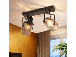Foco de techo vintage negro de 2 bombillas de cristal, E14, estilo retro Nettlife