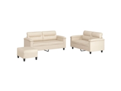 Conjunto 3 de sofás con cojines VIDAXL tela microfibra beige