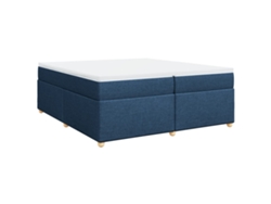 Maison Exclusive - Cama Box Spring Con Colchón Tela Azul 200x200 Cm