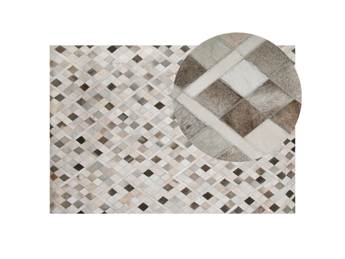 Alfombra de pelo corto BELIANI Hirka de Piel de vaca Gris 140x200