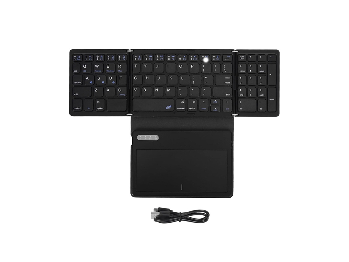 Teclado Bt Compacto Plegable Con Gran Touchpad Inalámbrico Portátil Recargable Universal Para Windows/ios/android