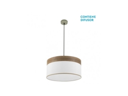 Lámpara colgante Cloe 2x27 cm, cuero/madera blanca oscura, 50 x 50 cm, Fabrilamp