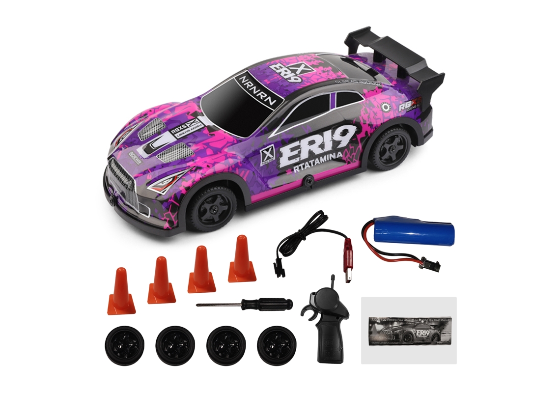 Coche De Derrape Control Remoto 2.4ghz Escala 1:22 4wd Eléctrico Recargable Con Luces Led, Juguete Ideal Para Niños Y Adultos