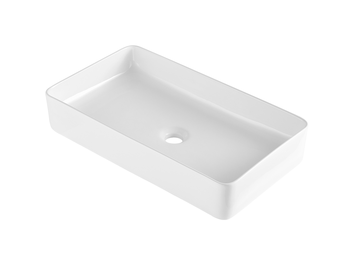 Fregadero de cerámica moderno, duradero y elegante Succebuy de 24 x 13,8 pulgadas, blanco