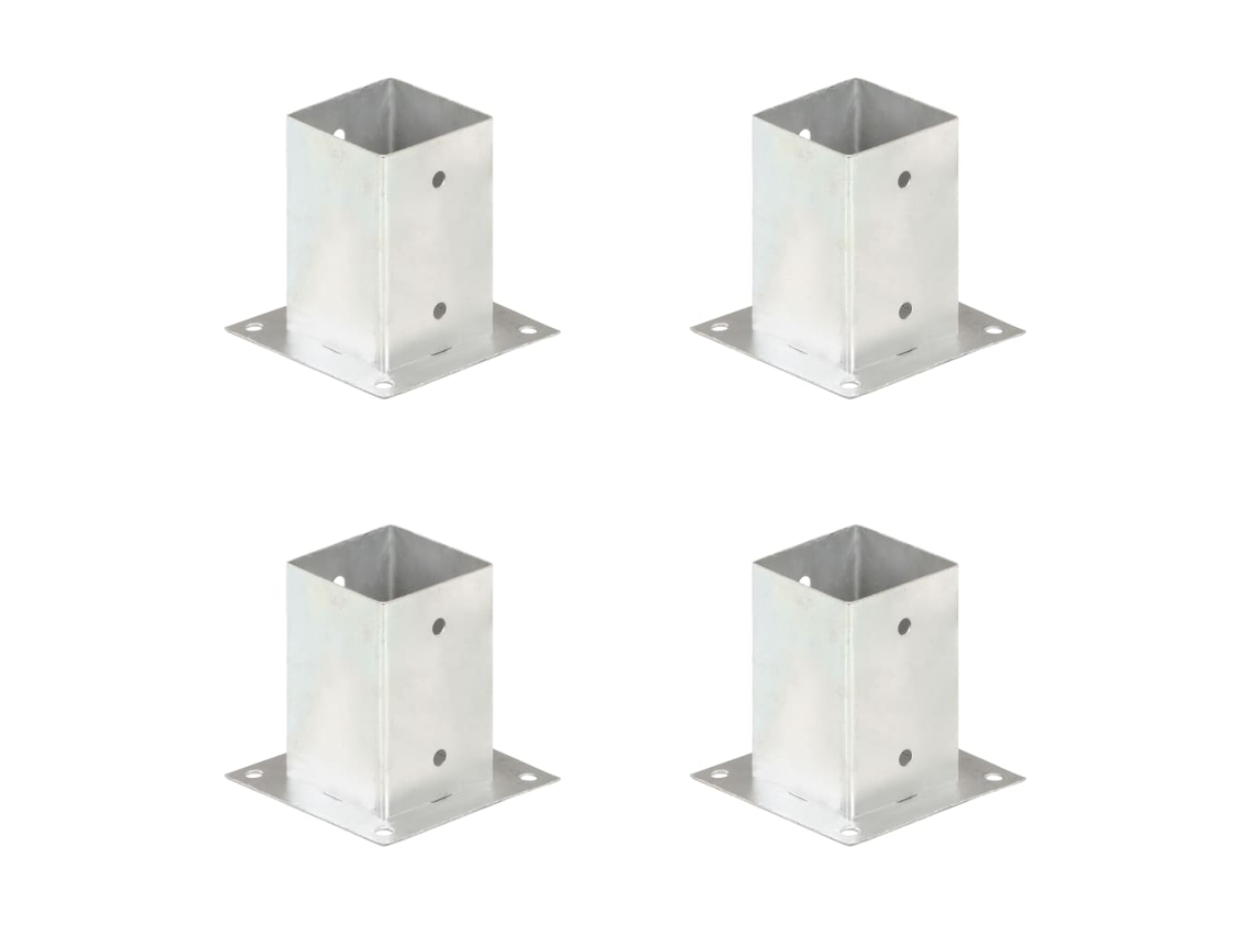 Conjunto 4 Anclaje para poste VIDAXL Plateado Metal
