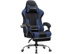 Silla de oficina Gtplayer para gaming, de tela, ergonómica, con reposapiés, reposacabezas y cojín lumbar, color azul
