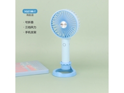 Ventilador portátil (azul), 3 velocidades de viento - Recargable por USB - Plegable - Ideal para viajes y acampada.