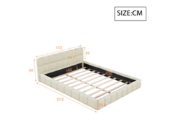 Cama Doble De 160x200 Cm, Beige Con Encaje De Lino, Colchón No Incluido, Rosahqnda