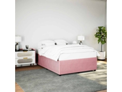 Estructura De Cama Sin Colchón Terciopelo Rosa 140x190 Cm