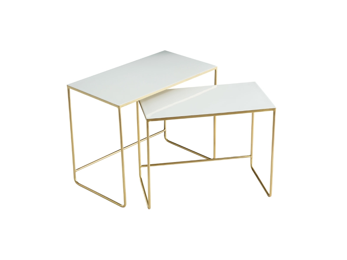 Set de 2mesas de centro nido blanco y dorado WESS MILIBOO