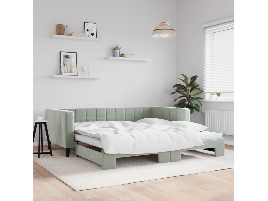 Sofá Cama Nido Terciopelo Gris Claro 100x200 Cm