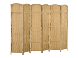 Biombo Plegable Con 6 Paneles De Bambú, 240 X 170 Cm, Acabado Natural.