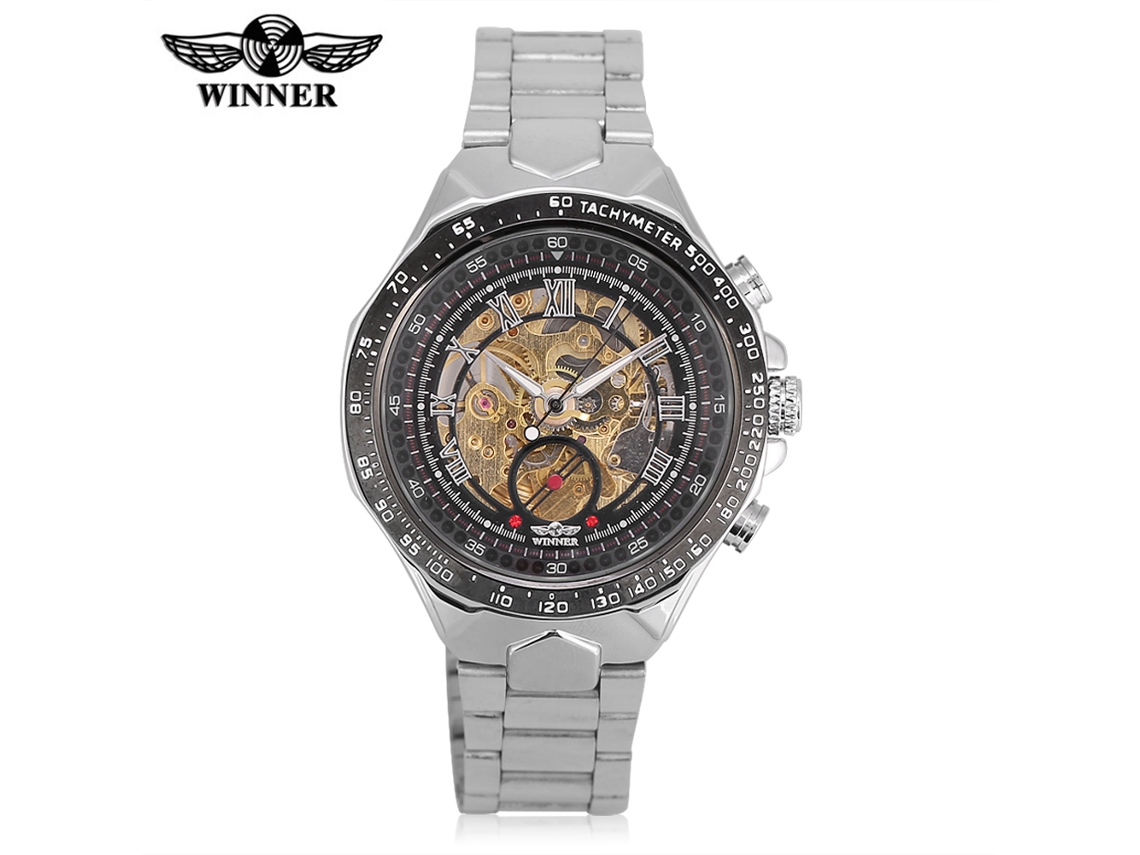 Reloj De Pulsera Mecánico Automático Para Hombre Con Diseño Esqueletizado Y Brazalete De Acero Inoxidable, Estilo Clásico.