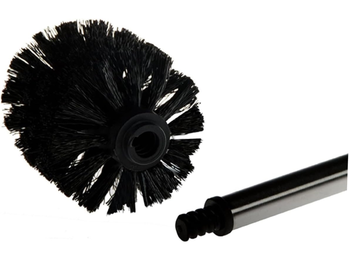 Escobilla de baño negra con mango de acero inoxidable de 36 cm y cerdas de plástico resistentes (juego de 3 piezas), Gokoco