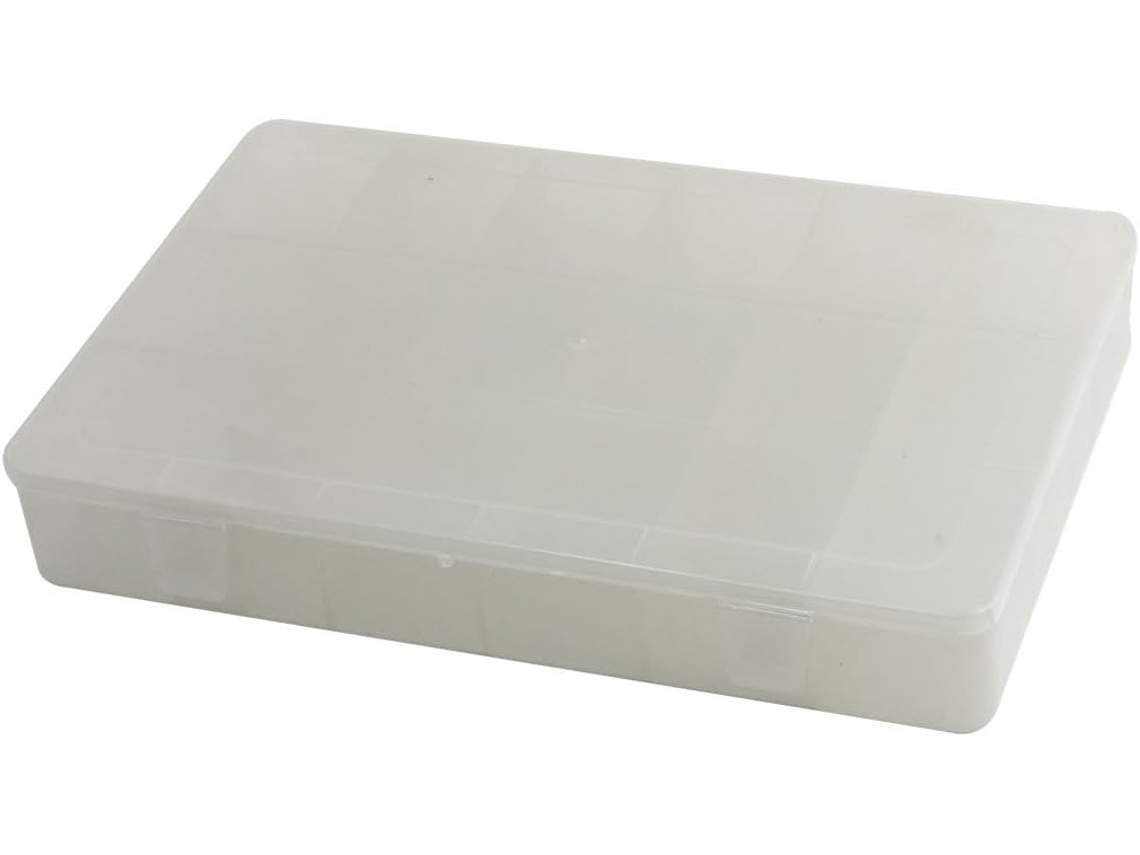 Caja De Almacenamiento De Componentes Extraíble. Transparente. Blanca. Con 18 Ranuras.