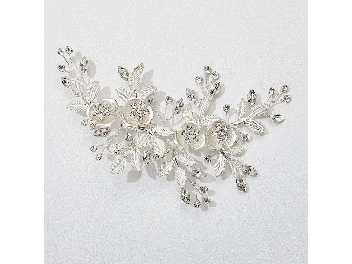 Peineta Nupcial Rosa Claro Con Diamantes De Imitación Y Flores De Cuentas - Accesorio Para El Cabello Hecho A Mano Para Mujer