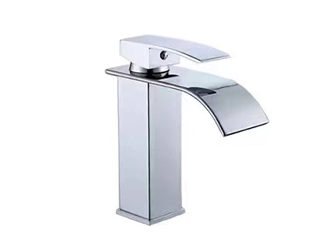Grifo De Lavabo Estilo Cascada (plateado) | Válvula De Cerámica | Diseño Elegante